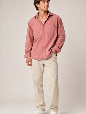 Donna Karan Signature Men’s 100% Cotton Button-Up Shirt Dusty Rose 15.5 32/33